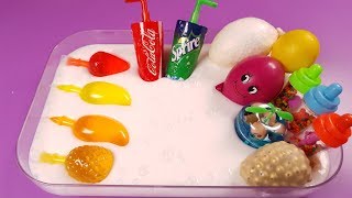 Mixing Random Things into Fluffy Slime slimevideos slimeasmr slimemixing [upl. by Darcee]