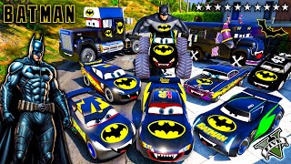 GTA 5  Stealing BATMAN MCQUEEN Cars With Franklin in GTA V Real Life Cars 126 [upl. by Oicneconi]