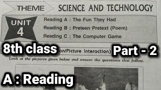 8th class  English  Unit  4 Reading A  The Fun They Had lesson question and answers  Part  2 [upl. by Pasadis]