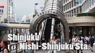 TOKYO 新宿駅 Shinjuku To NishiShinjuku Stavia the Pedestriandeck 4K [upl. by Annas]