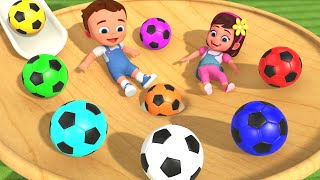 Learn Colors for Children with Little Babies Fun Play Soccer Balls Sliding Wooden ToySet 3D Kids Edu [upl. by Ecidna689]