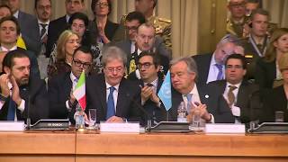 Gentiloni interviene alla Conferenza internazionale di sostegno alle forze di sicurezza libanesi [upl. by Ynes]