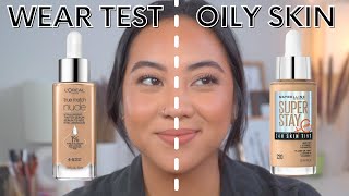 MAYBELLINE SKIN TINT VS LOREAL TINTED SERUM COMPARISON  DEMO  WEAR TEST [upl. by Nodyl]