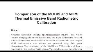 Comparison of the MODIS and VIIRS Thermal Emissive Band Radiometric Calibration [upl. by Eulalee]