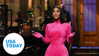 Kim Kardashian West takes jabs at family and Kanye West on SNL  USA TODAY [upl. by Susejedairam683]