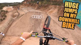 RIDING HUGE JUMPS ON MY DOWNHILL BIKE  AUDI NINES FREERIDE LINE [upl. by Rostand]