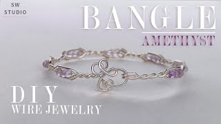 Amethyst BangleEasy Bangle Easy BraceletWire Wrap Bracelet TutorialHow to make [upl. by Loree]