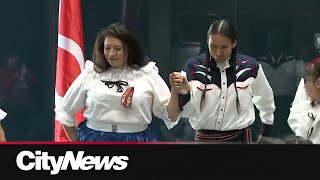 Metis Week kicks off at Calgary City Hall [upl. by Esiocnarf]