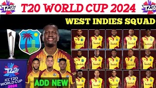 West indies Final Squad for t20 World Cup 2024  West indies Squad for t20 World Cup 2024 [upl. by Edholm]