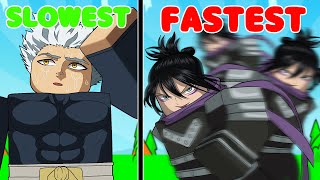 Slowest To Fastest MOVESETS in The Strongest Battlegrounds [upl. by Leihcim]