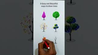 6 Easy Tree drawings  draw TREES  Draw beautiful trees  hacks 🌲🌱🌳  short shorts tree [upl. by Tawnya]