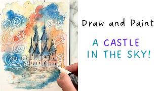 How to paint a Castle in the Sky  Watercolor Tutorial [upl. by Acinorehs414]