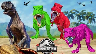 TREX VS SCORPIUS REX VS CHOMPER VS ULTIMASAURUS Dinosaurs Fight  Jurassic World Evolution [upl. by Dragone181]