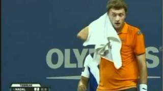 Rafael Nadal vs Denis Istomin US Open 2010 2nd round 2nd set tiebreaker [upl. by Lrad]