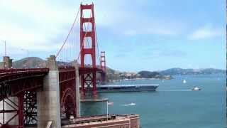 Nuclearpowered aircraft carrier USS Nimitz at the Golden Gate Bridges 75th anniversary [upl. by Aulea271]