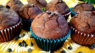 🍫 Czekoladowe babeczki bananowe 🧁 Fit babeczki z czekoladą 🍌 Wegańskie ciasto na muffiny bananowe [upl. by Orgell]