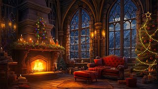 Christmas is coming🎄Cozy Cabin Ambience with Fireplace Crackling amp Blizzard Sounds for Relaxation🔥 [upl. by Cesya]