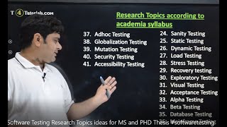 Software Testing Research Topics ideas for MS and PHD Thesis [upl. by Middle]