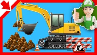 Bagger Trickfilm Traktor für Kinder Kran Deutsch Kinder Autos Zeichentrick lkw Autos für babys [upl. by Idolah]