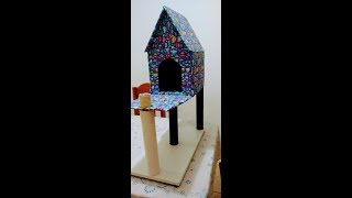 Casa de gato com arranhador  diy com papelão [upl. by Nave99]