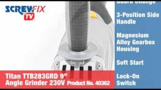 Screwfix Titan TTB283GRD 9quot Angle Grinder 230V [upl. by Artus]