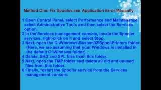 Spoolsvexe Application Error Fix [upl. by Florette]