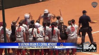 NAIA Softball World Series Southern Oregon vs Central Methodist [upl. by Aitnis]