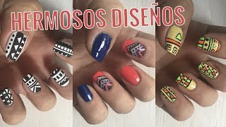 3 Hermosos Diseños de Uñas Con Tribales Fáciles de Hacer [upl. by Enyleve]