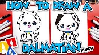 How To Draw A Cartoon Dalmatian Puppy [upl. by Jami]