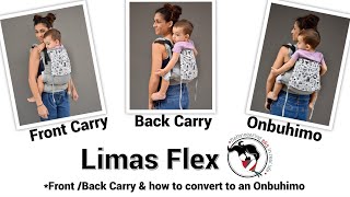 Limas Flex front  back carry and how to convert to an Onbuhimo English Subtitles [upl. by Iramat]