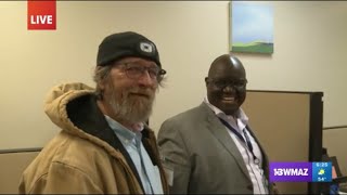 Once homeless Junius talks with 13WMAZs Ben Jones — and learns how much he raised for Daybreak [upl. by Ramedlaw]