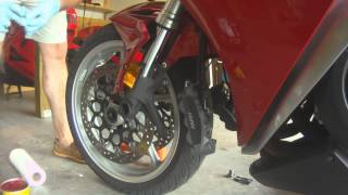 Honda VFR 1200 Front Wheel Removal [upl. by Melamed918]