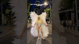 Let’s diy this HUGE ANGEL WINGS 😇 angelwing wings halloween makeupchallenge challenge viral [upl. by Eisiam]