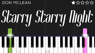 Don McLean  Vincent Starry Starry Night  EASY Piano Tutorial [upl. by Trixie389]