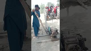 Old Diesel Engine Start With The Help Of Havy Tractor Pull powerfulengine machine [upl. by Akirehs]