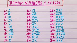 Roman numerals 1 to 1000  Roman numbers 1 to 1000  Roman ginti 1 to 1000 [upl. by Nojid766]