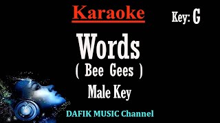 Words Karaoke Bee Gees Original key G Male key Nada Pria Cowok [upl. by Ecilef504]