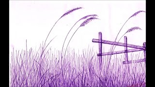 How to draw Realistic Grass with ballpoint pen [upl. by Lemieux]