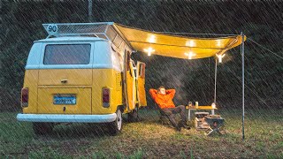 Camping in Heavy Rain With a Homemade Campervan [upl. by Annis]