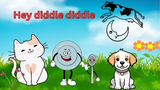 Hey diddle diddle Hey diddle diddle nursery rhyme Poem for Kids Nursery rhyme Kid Zone A to Z [upl. by Aicekal]