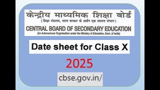 CBSE Class 10 Date Sheet 2025 Official from CBSE website Class 10 Exams 2025 FocusEducation432 [upl. by Arinaj937]