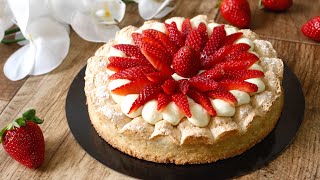 🍓Délicieuse tarte dacquoise aux fraises et crème diplomate vanille🍓 [upl. by Akiret]