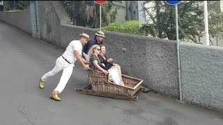 Toboggan Ride  Madeira Island imagens Monte Carros Cestos Funchal Portugal [upl. by Esorbma]