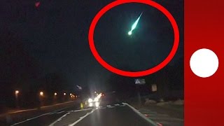 Poland burning meteor shower caught on dashcam [upl. by Dennard]