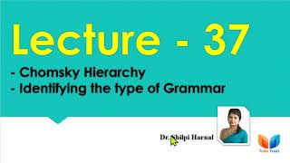 Identifying the type of grammar  Chomsky Hierarchy  Types of Grammar  Lecture37 [upl. by Dekow]