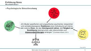 Video 2 Biologische und psychologische Stresstheorien [upl. by Namrej565]