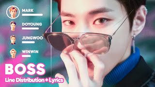 NCT U  BOSS Line Distribution  Lyrics Karaoke PATREON REQUESTED [upl. by Odnanreh595]