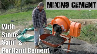 How to Mix Cement Using Stone Sand and Portland Cement with the Harbor Freight Cement Mixer [upl. by Winikka]