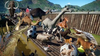 35 Farm Animals VS 35 Extinct Animals Race in Planet Zoo included Mammoth Smilodon Cow Sheep [upl. by Rhyne]