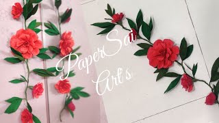 Handmade Crepe paper rose flower hanging for decoration DIYFlores de papel crêpePaperSaiarts [upl. by Ecinerev]